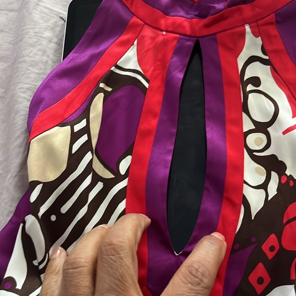 Bebe purple, red, white, brown and beige halter top. - Picture 13 of 13